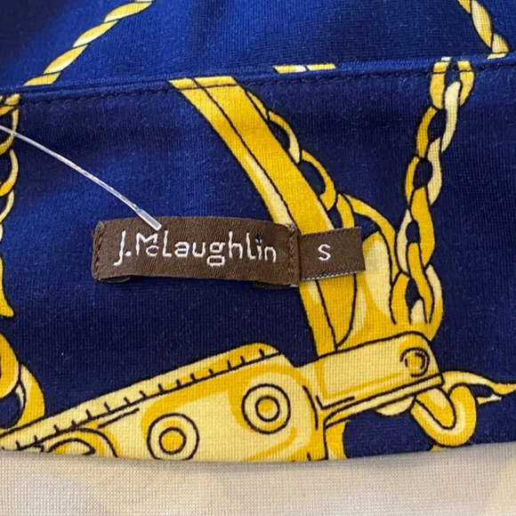 J. McLaughlin Campbell knit Mini Dress equestrian Navy Blue-Gold 33699 - Picture 7 of 10